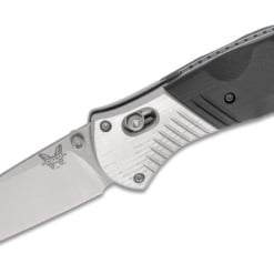 Benchmade Barrage AXIS-Assisted Folding Knife 3.6″ M390 Satin Plain Blade, Black G10 and Aluminum Handles